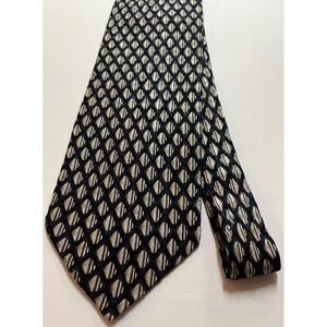 Mens‎ Tie Silk Tesoro Rosso Accessory Necktie Navy Blue Ivory Abstract Pattern